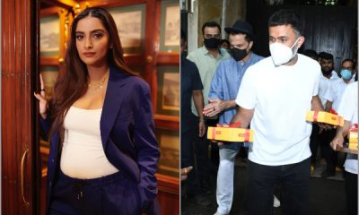 মিষ্টির প্যাকেট হাতে সোনম কাপুর পাশে অনিল কাপুর